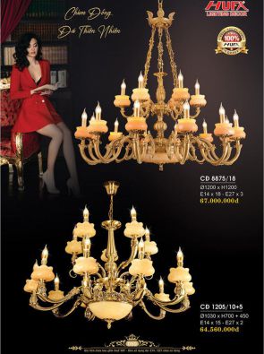 Đèn chùm đồng nguyên chất