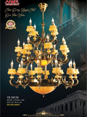 Đèn chùm đồng nguyên chất